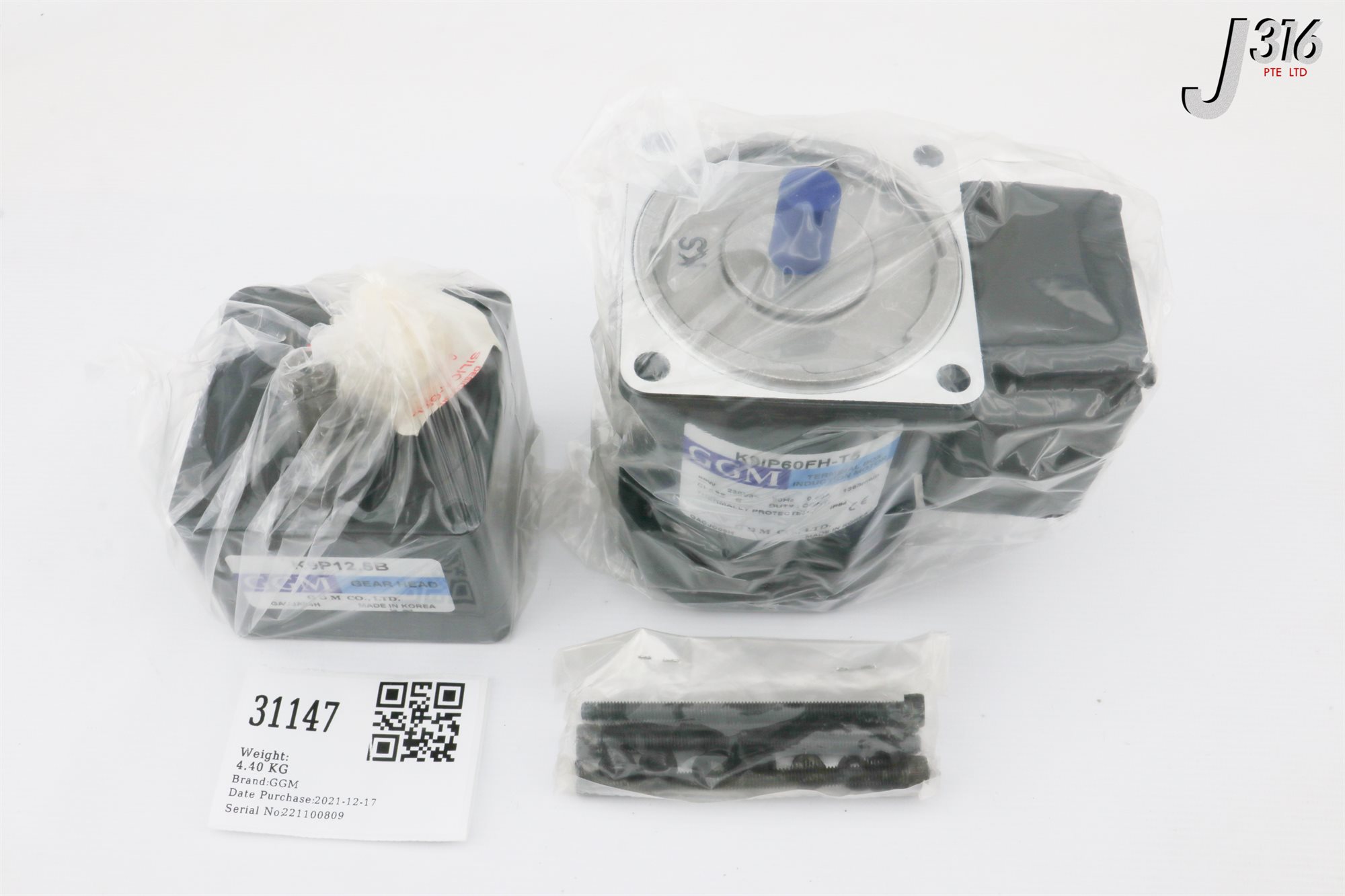 31147 GGM TERMINAL BOX INDUCTION MOTOR W/ GEAR HEAD K9P12.5B (NEW